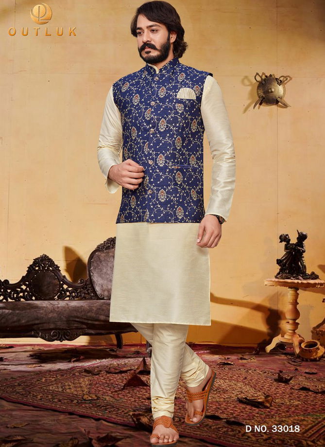 Outluk Vol 33 Festive Wear Wholesale Kurta Pajama With Jacket Mens Collection